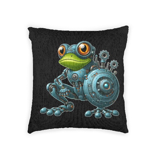 Cyborg Frog Toad Newt Robot Mech Design Woven Pillows