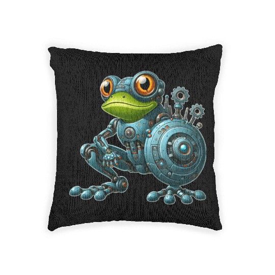 Cyborg Frog Toad Newt Robot Mech Design Woven Pillows