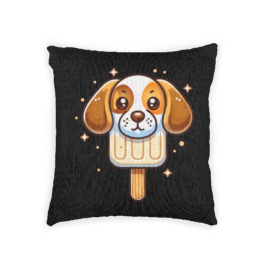 cute beagle dog ice cream motif for summer Woven Pillows