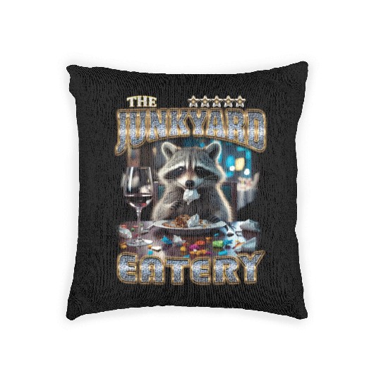 The Junkyard Eatery Funny Raccoon Bootleg Woven Pillows