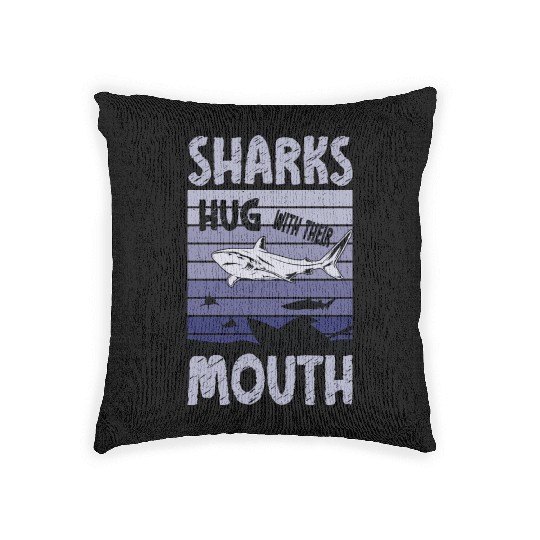 Great White Shark Hug Largest Predator Ocean Woven Pillows