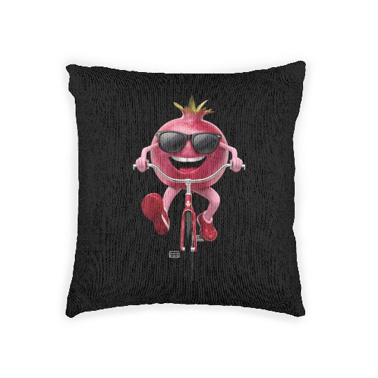 Pomegranate Cycling On Bike Realistic Woven Pillows