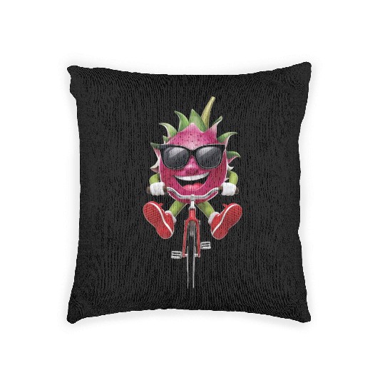 Dragon Fruit Cycling On Bike Realistic Woven Pillows