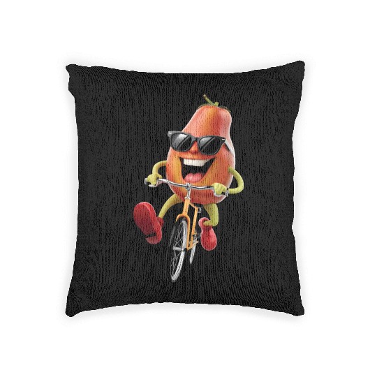 Papaya Cycling On Bike Realistic Woven Pillows