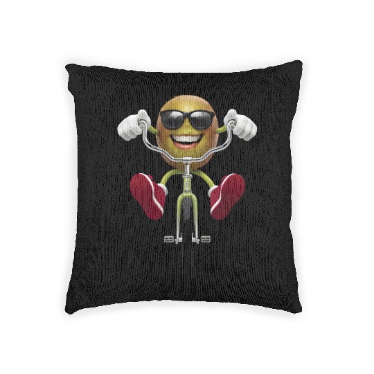 Kiwi Cycling On Bike Realistic Woven Pillows