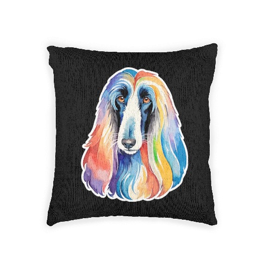 Afghan Hound Dog Watercolor Woven Pillows