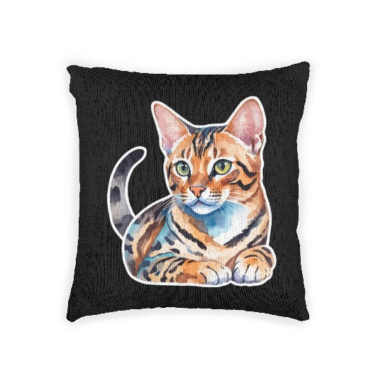 Leopard Cat Watercolor Woven Pillows