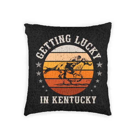 Getting Lucky In Kentucky Horse Racing Woven Pillows