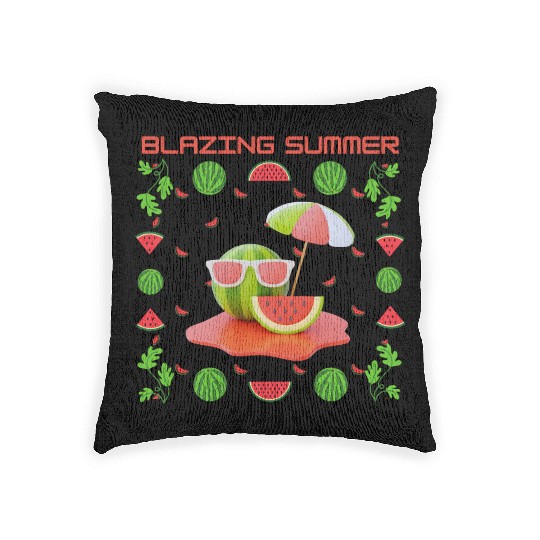 Blazing Watermelon Summer Woven Pillows