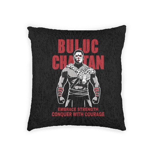 Maya God, Buluc Chabtan Embrace Strength Conquer Woven Pillows