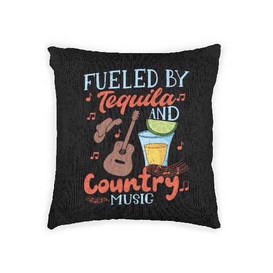 Fueled By Tequila And Country Music Western Cowboy Woven Pillows