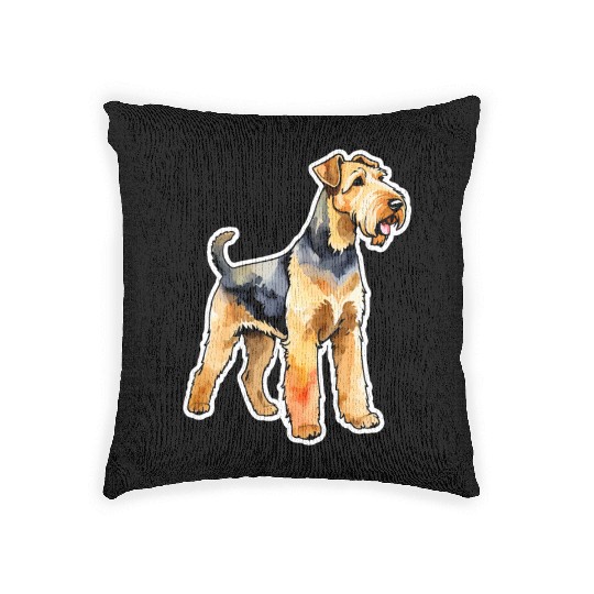 Airedale Terrier Watercolor Woven Pillows