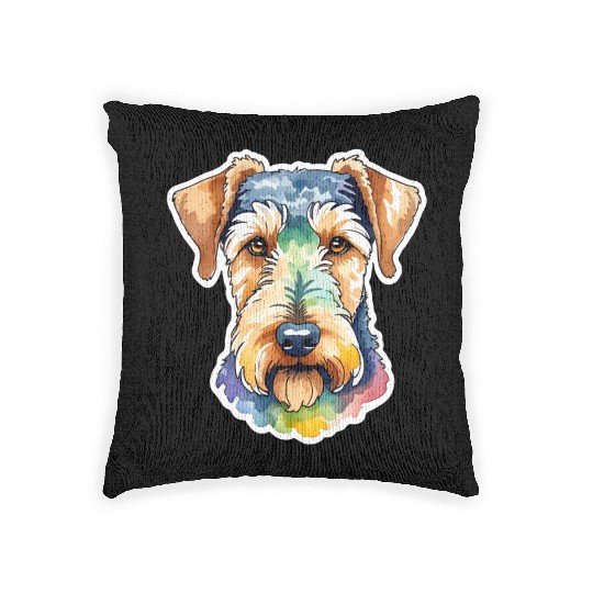 Airedale Terrier Watercolor Woven Pillows