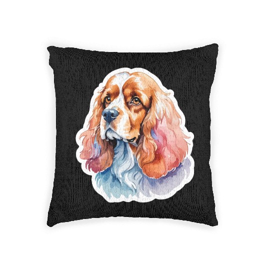 American Cocker Spaniel Watercolor Woven Pillows