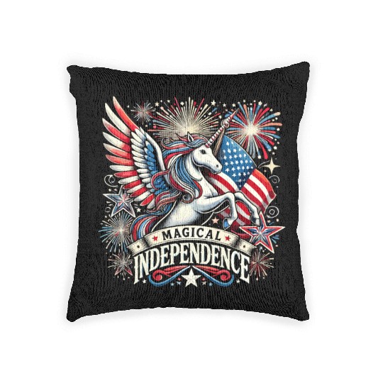 Star-Spangled Unicorn with American Pride and Woven Pillows