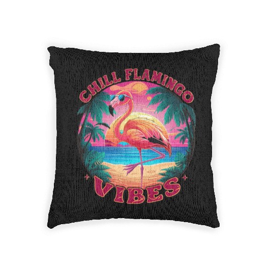Relaxed and Cool "Chill Flamingo Vibes" Woven Pillows
