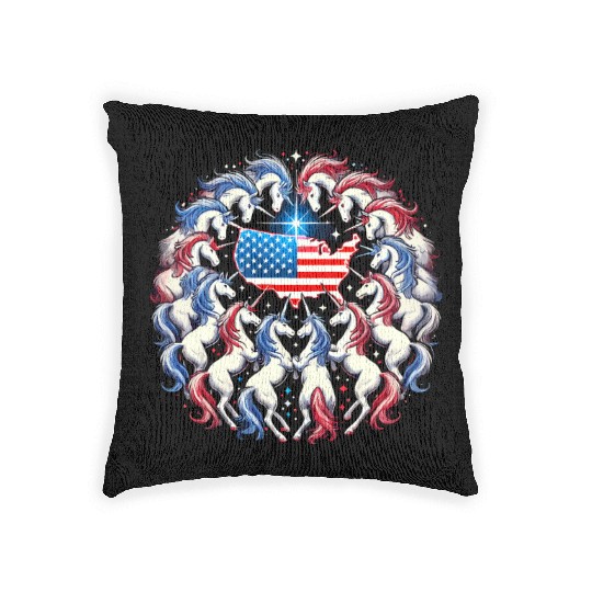 Star-Spangled Unicorn with American Pride and Woven Pillows
