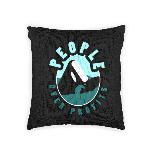 Orca People Over Profits Woven Pillows