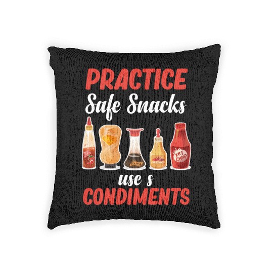 Practice Safe Snacks Use A Condiments Mustard Woven Pillows