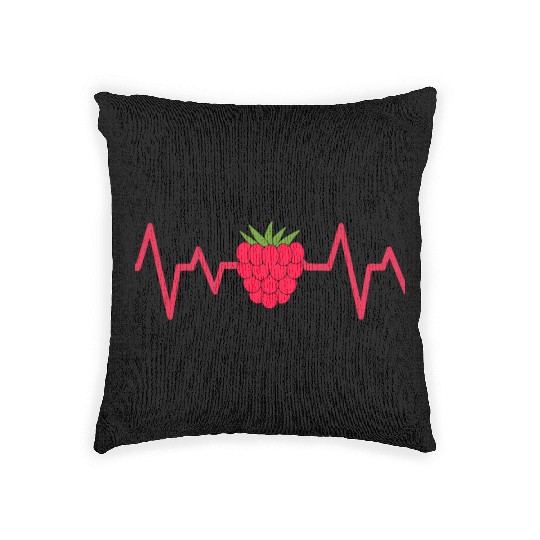 raspberry heart beat funny cute for fruit lover Woven Pillows