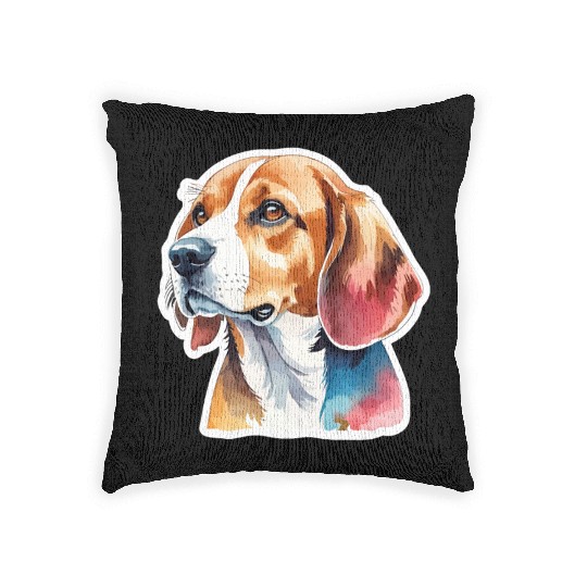 Beagle Watercolor Woven Pillows