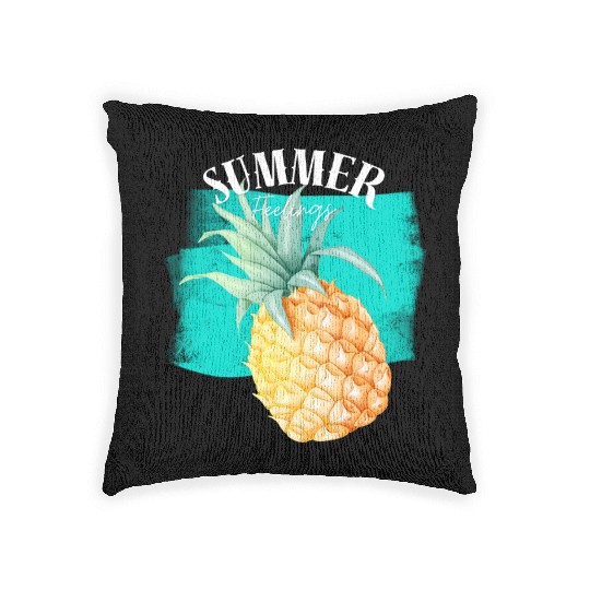 Summer Retro Pineapple Swimming Pool Vacation Gard Woven Pillows