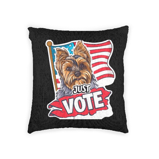 Unique American Flag Election 2024 Yorkie Gifts Woven Pillows