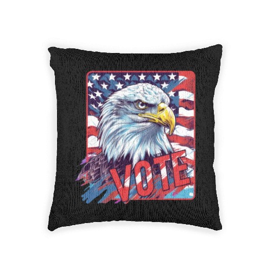Unique Eagle American Flag Vote US Election 2024 Woven Pillows