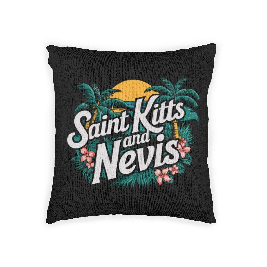 Saint Kitts And Nevis Souvenir Tropical Paradise Woven Pillows