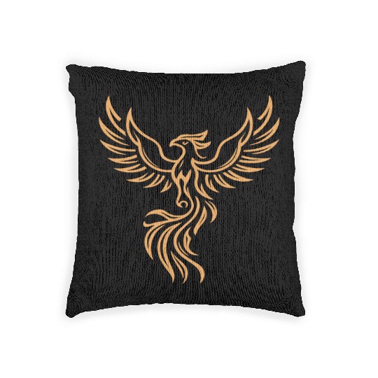Phoenix Majestic Tribal Art Bird Fire Symbol Woven Pillows