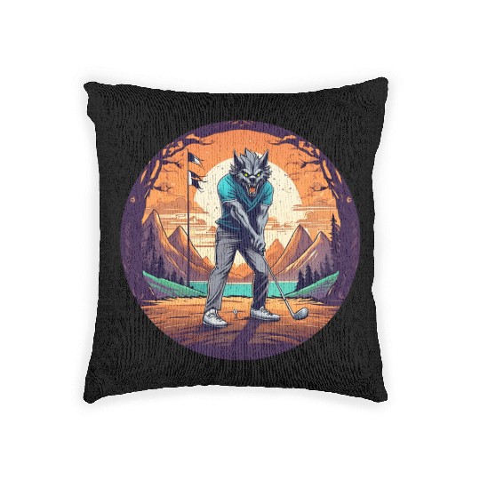 Scary Halloween Party Costume Werewolf Golf Woven Pillows