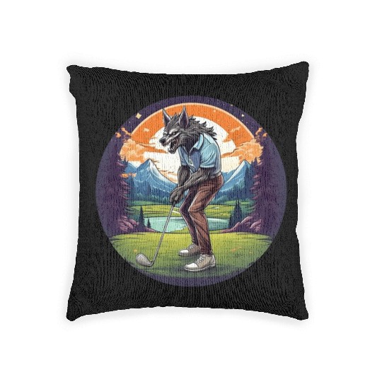 Scary Halloween Party Costume Werewolf Golf Woven Pillows
