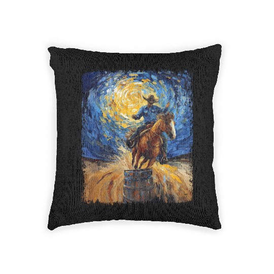 Barrel Racer Barrel Racing Rodeo Starry Night Pain Woven Pillows
