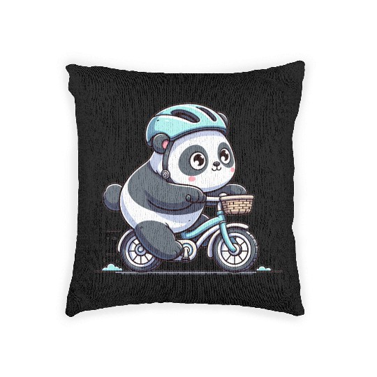 Cute Cyclist Panda Woven Pillows
