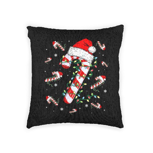 Candy Cane Lights Christmas Woven Pillows