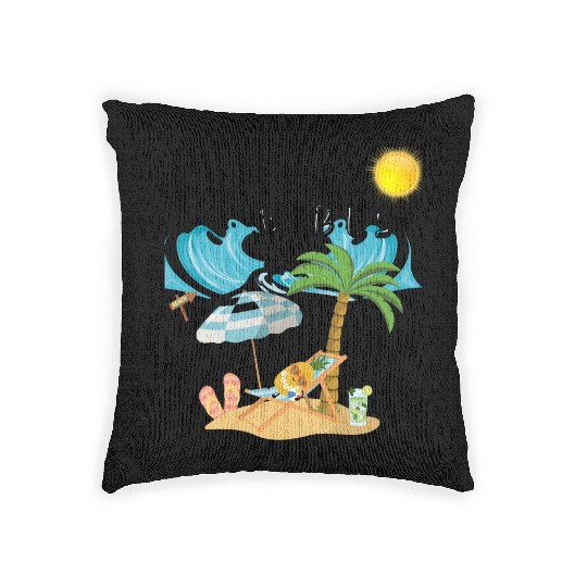 Summer Vibes Beach Scene Woven Pillows