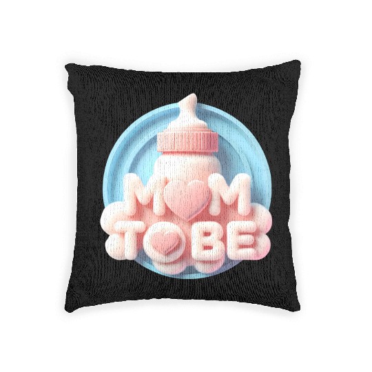 Cute Mom To Be Baby Announcement Design Woven Pillows