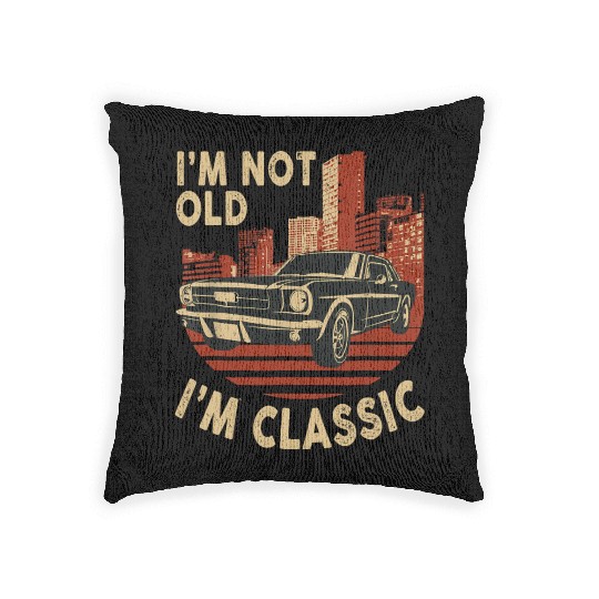 Classic Car Birthday Art For Dad Father's Day Woven Pillows