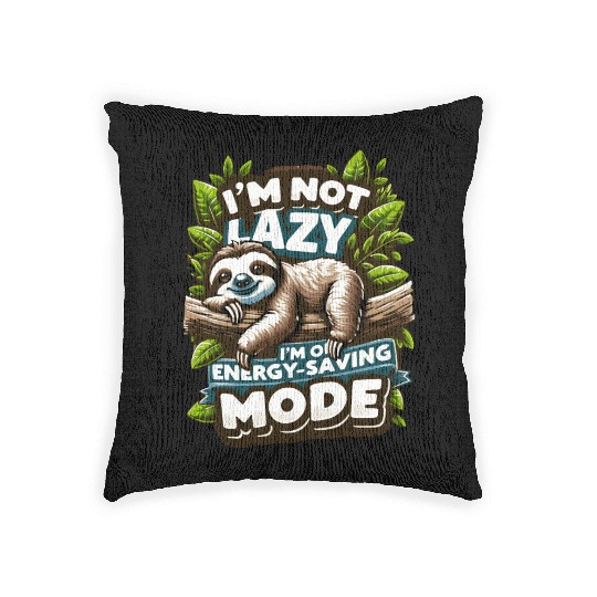 Funny Sloth Woven Pillows - Energy-Saving Mode Humor