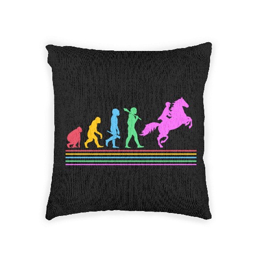 Retro Equestrian Riding Horse Racing Evolution Woven Pillows