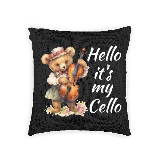 Hello it's my Cello Orchestra Musicians Woven Pillows