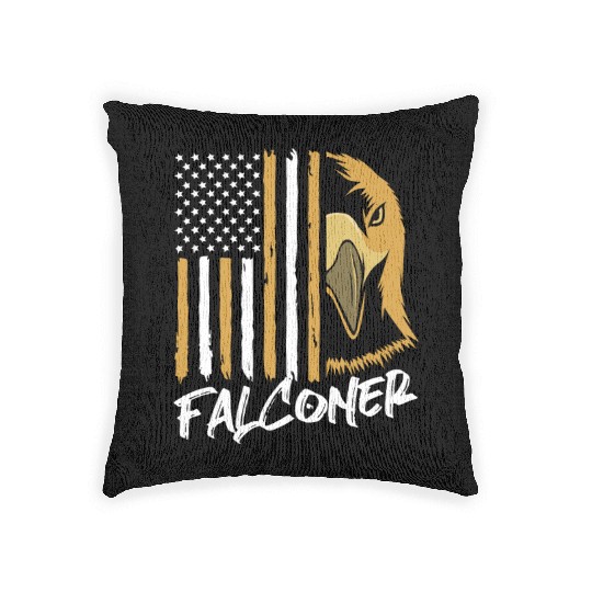 4th Of July US Flag Falcon Bird Lover Falconry Woven Pillows
