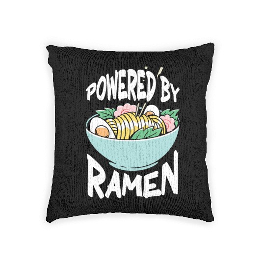 Powered By Ramen Anime Japanese Soup Cup Noodle Woven Pillows