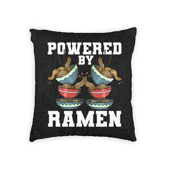 Powered By Ramen Anime Japanese Soup Cup Noodle Woven Pillows