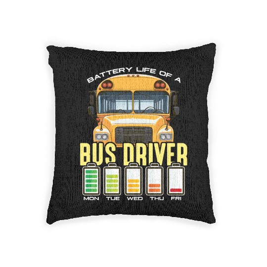 School Bus Operator Battery Life Of A Bus Captain Woven Pillows