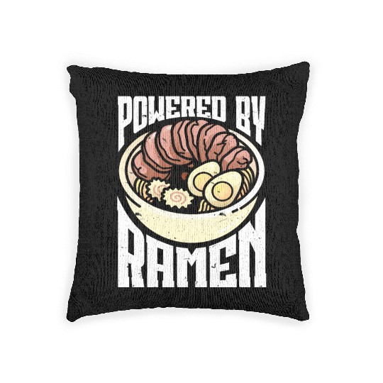 Powered By Ramen Anime Japanese Soup Cup Noodle Woven Pillows