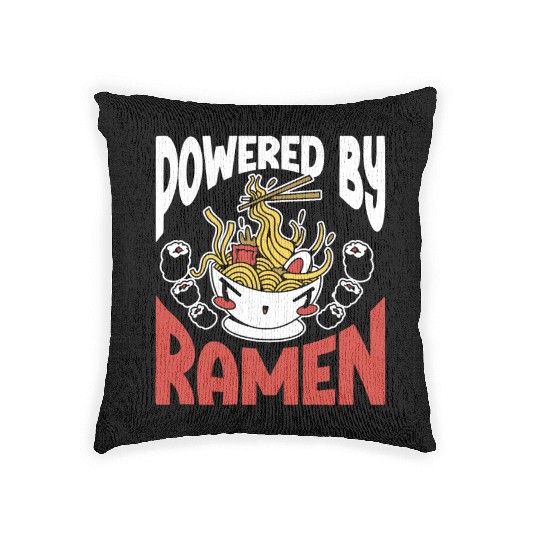 Powered By Ramen Anime Japanese Soup Cup Noodle Woven Pillows