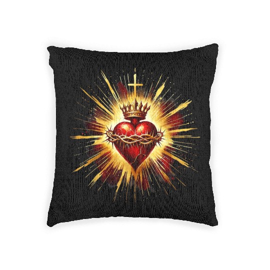 Sacred Heart Jesus Catholic Devotion Woven Pillows