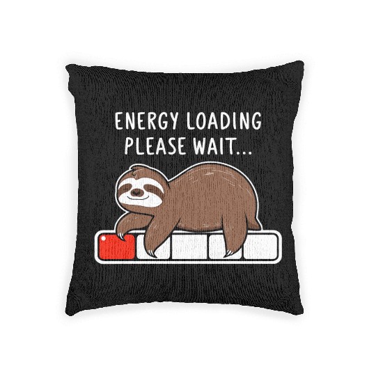 Sloth Energy Loading Please Wait Woven Pillows