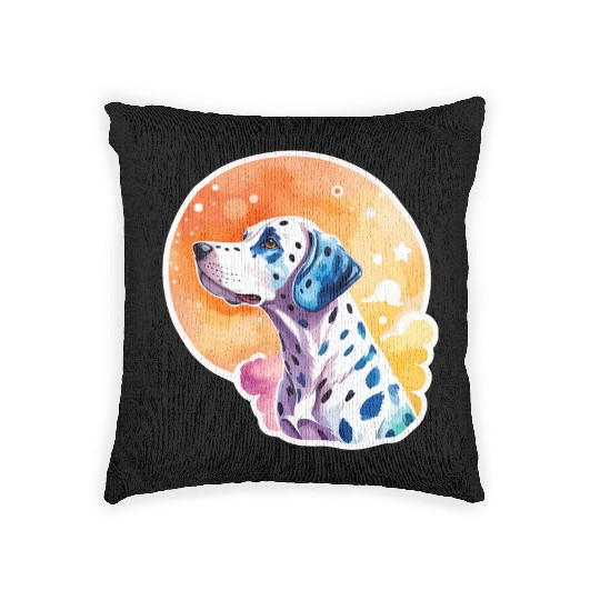 Dalmatian Dog Watercolor Woven Pillows